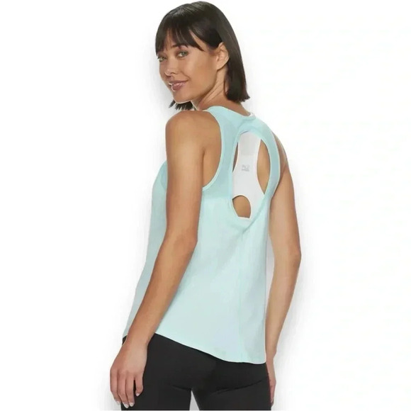 FILA SPORT Women’s Sky Blue Jersey Constructed Oval Cutout Back Athletic Tank - Picture 1 of 13